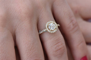Halo Engagement Ring 1.50 ct-Solid gold ring-Cluster engagement ring-Promise ring-Bridal ring-Art deco engagement ring-Dainty Promise Ring-15 carat diamond,Art deco ring,Cluster ring,custom ring,Dainty Promise Ring,engagement ring,Gold Engagement Ring,Halo Diamond Ring,Halo Engagement Ring,Promise ring,Round,Solid gold ring,vs,vvs,womens jewelry,yellow gold ring