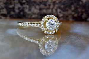 Halo Engagement Ring 1.50 ct-Solid gold ring-Cluster engagement ring-Promise ring-Bridal ring-Art deco engagement ring-Dainty Promise Ring-15 carat diamond,Art deco ring,Cluster ring,custom ring,Dainty Promise Ring,engagement ring,Gold Engagement Ring,Halo Diamond Ring,Halo Engagement Ring,Promise ring,Round,Solid gold ring,vs,vvs,womens jewelry,yellow gold ring