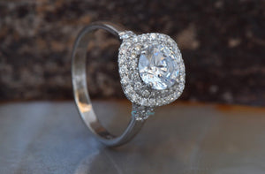 Halo diamond engagement ring-Art deco engagement ring- Custom made jewelry-1 carat diamond ring,Cluster engagement,Custom ring,diamond engagement,diamond jewelry,diamond ring,engagement ring,free shipping,gift for her,halo diamond ring,Round,vs,vvs,white gold ring,womens jewelry,womens ring