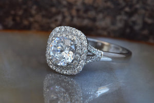 Halo diamond engagement ring-Art deco engagement ring- Custom made jewelry-1 carat diamond ring,Cluster engagement,Custom ring,diamond engagement,diamond jewelry,diamond ring,engagement ring,free shipping,gift for her,halo diamond ring,Round,vs,vvs,white gold ring,womens jewelry,womens ring