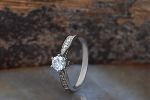 Diamond dainty ring-Art deco Engagement Ring 0.40 carat-6 prong engagement-Solitaire Ring-Vintage engagement ring-Dainty Promise Ring-6 prong engagement,Art deco ring,Classic Solitaire,Custom ring,dainty ring,Diamond dainty ring,engagement ring,micro pave ring,Promise ring,Round,solid gold ring,solitaire ring,vintage ring,vs,vvs,woman ring
