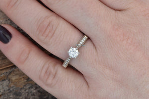Diamond dainty ring-Art deco Engagement Ring 0.40 carat-6 prong engagement-Solitaire Ring-Vintage engagement ring-Dainty Promise Ring-6 prong engagement,Art deco ring,Classic Solitaire,Custom ring,dainty ring,Diamond dainty ring,engagement ring,micro pave ring,Promise ring,Round,solid gold ring,solitaire ring,vintage ring,vs,vvs,woman ring
