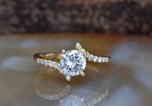 1.50 ct diamond ring-Twist diamond engagement ring-Gold Solitaire Ring-Promise ring-Dainty gold ring diamond-4 prong engagement ring