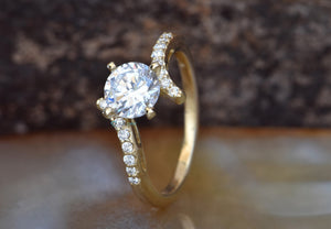 1.50 ct diamond ring-Twist diamond engagement ring-Gold Solitaire Ring-Promise ring-Dainty gold ring diamond-4 prong engagement ring