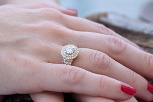 Diamond Engagement Ring 1.20ct-Yellow Gold Engagement Ring-Cluster engagement ring-Promise ring-Art deco ring-Solid gold ring-Round halo-Art deco engagement,bridal jewelry,Cluster engagement,Custom Ring,Diamond,diamond engagement,diamond ring,engagement ring,natural diamond ring,Promise ring,Round,Round halo,Solid gold ring,vs,vvs,wedding ring,womens jewelry