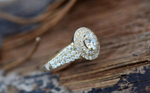 Diamond Engagement Ring 1.20ct-Yellow Gold Engagement Ring-Cluster engagement ring-Promise ring-Art deco ring-Solid gold ring-Round halo-Art deco engagement,bridal jewelry,Cluster engagement,Custom Ring,Diamond,diamond engagement,diamond ring,engagement ring,natural diamond ring,Promise ring,Round,Round halo,Solid gold ring,vs,vvs,wedding ring,womens jewelry