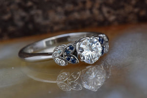 Sapphire leaves ring-Art deco Engagement Ring-Twig engagement ring-Flower ring-Solid gold ring-Nature ring-Dainty Promise Ring-Branch ring-anniversary ring,Art deco engagement,branch ring,Dainty Promise Ring,diamond leaves ring,flower ring,Leaf engagement ring,Nature ring,promise ring,Round,sapphire leaves ring,sapphire ring,solid gold ring,twig engagement ring,vs,vvs