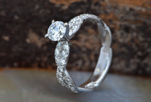 Bridal ring-Twist engagement ring-Gold Solitaire Ring-Celtic engagement ring-Celtic diamond ring-Twist diamond ring-Solid gold ring
