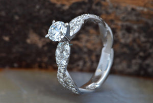 Twist engagement ring- white gold 14k Celtic engagement ring-Engagement diamond ring- Twist diamond ring-Alternative ring,anniversary ring,celtic ring,diamond ring,engagement ring,promise ring,Round,Solid gold ring,solitaire ring,twist ring,twisted gold ring,twisted wedding band,vs,vvs,wedding ring,White gold ring