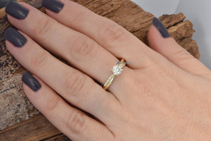 Engagement  Diamond Ring-Solitaire diamond ring-14K Yellow Gold Ring-Promise ring-Solid gold ring-Dainty Promise Ring-Estate diamond ring-Dainty Promise Ring,dainty ring,diamond ring,engagement ring,Estate ring,gold diamond ring,Gold Solitaire Ring,moissanite ring,promise ring,Solid gold ring,solitaire ring,vs,vvs,wedding jewelry,women jewelry