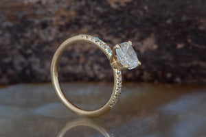 Cushion cut diamond engagement ring-Solitaire ring 1.30 carat-Estate engagement ring yellow gold-Promise ring-Art deco ring-Custom Ring