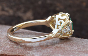 1 carat emerald ring-vintage emerald ring-art deco emerald ring-emerald ring-6 prong ring-emerald engagement ring-Edwardian emerald ring
