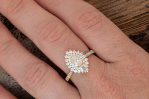1.3ct carat diamond ring-Halo wedding ring-Promise ring-Pear diamond ring-Filigree ring-Gatsby ring-Baguette ring-Baguette Engagement Ring