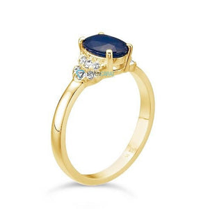 Diamond ring with Sapphire-1 ct Blue Sapphire Engagement Ring-Vintage engagement ring -Diana Ring-Sapphire halo engagement ring-Promise ring