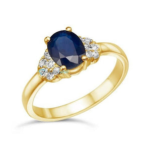 Diamond ring with Sapphire-1 ct Blue Sapphire Engagement Ring-Vintage engagement ring -Diana Ring-Sapphire halo engagement ring-Promise ring