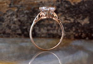 Alternative engagement ring-Morganite ring-Promise ring-Cushion Cut Morganite Ring-Halo Cushion Ring-Gold Solitaire Ring-Alternative rings