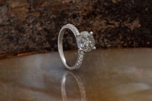 1.12 ct Salt and Pepper diamond ring - 14k White Gold-4 prong solitaire,black diamond ring,diamond jewelry,diamond ring,engagement ring,gold diamond ring,gold ring,grey diamond ring,halo ring,handmade jewelry,Round,round  cut diamond,round diamond ring,Round engagement,Round halo,salt and pepper ring,vs,vvs,wedding ring,yellow gold ring