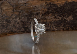 1.12 ct Salt and Pepper diamond ring - 14k White Gold-4 prong solitaire,black diamond ring,diamond jewelry,diamond ring,engagement ring,gold diamond ring,gold ring,grey diamond ring,halo ring,handmade jewelry,Round,round  cut diamond,round diamond ring,Round engagement,Round halo,salt and pepper ring,vs,vvs,wedding ring,yellow gold ring