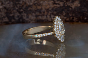 1.3ct carat diamond ring-Halo wedding ring-Promise ring-Pear diamond ring-Filigree ring-Gatsby ring-Baguette ring-Baguette Engagement Ring