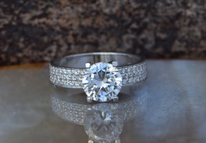 1.80 carat Diamond estate engagement ring -White Gold halo ring-Promise ring-4 prong engagement,Art deco ring,bridal jewelry,diamond ring,engagement ring,Estate diamond ring,natural diamond ring,promise ring,Round,Round halo,Solid gold ring,Solitaire engagement,Twig engagement ring,vs,vvs,wedding ring