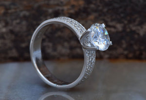 1.80 carat Diamond estate engagement ring -White Gold halo ring-Promise ring-4 prong engagement,Art deco ring,bridal jewelry,diamond ring,engagement ring,Estate diamond ring,natural diamond ring,promise ring,Round,Round halo,Solid gold ring,Solitaire engagement,Twig engagement ring,vs,vvs,wedding ring