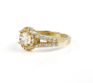 Diamond Ring 1.50 ct-Engagement ring-Promised ring-Custom ring-Solid gold ring-Round halo-Round engagement-Anniversary Ring for Women