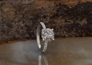 2.12 ct Salt and Pepper diamond engagement ring- 14k White Gold ring-2 carat diamond ring,2 ct diamond,4 prong solitaire,black diamond ring,diamond jewelry,diamond ring,engagement ring,gold diamond ring,grey diamond ring,halo ring,handmade jewelry,Pepper diamond,Round,salt and pepper ring,vs,vvs