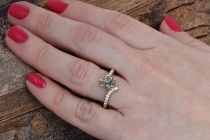 Pave Engagement Ring, Twisted Engagement Ring, Art Deco Diamond Jewelry, Alternative Engagement Ring, Pave Art Deco Ring, Twist Ring Diamond