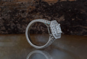 Princess cut engagement ring-1.5ct Halo diamond ring-Solid gold rings-Halo ring-Square diamond-Princess cut ring-Princess Diamond Ring