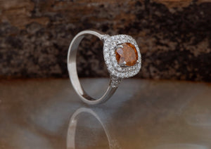 Cushion Cut Diamond Ring-Cushion diamond ring-Vintage ring-1.5 ct Diamond  ring-Orange diamond ring-Cushion diamond engagement ring