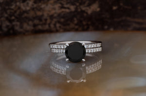 2 ct Black Diamond Engagement Ring-Black diamond ring-Black diamond rings for women-Black Diamond Wedding Ring-Black Solitaire ring 14k 18k