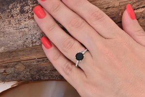 2 ct Black Diamond Engagement Ring-Black diamond ring-Black diamond rings for women-Black Diamond Wedding Ring-Black Solitaire ring 14k 18k