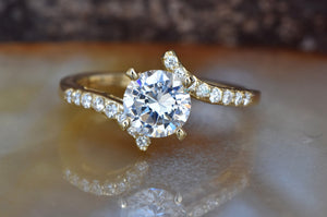 1.50 ct diamond ring-Twist diamond engagement ring-Gold Solitaire Ring-Promise ring-Dainty gold ring diamond-4 prong engagement ring