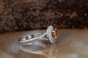 Cushion Cut Diamond Ring-Cushion diamond ring-Vintage ring-1.5 ct Diamond  ring-Orange diamond ring-Cushion diamond engagement ring