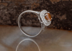 Sunset Ring Set-Fancy diamond ring-Vintage engagement ring-1.5 Carat Diamond engagement ring-Orange diamond ring-Boho Diamond Ring-Sunset