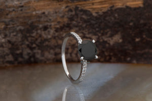 2 ct Black Diamond Engagement Ring-Black diamond ring-Black diamond rings for women-Black Diamond Wedding Ring-Black Solitaire ring 14k 18k