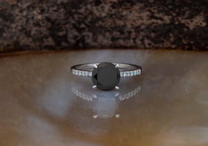 2 ct Black Diamond Engagement Ring-Black diamond ring-Black diamond rings for women-Black Diamond Wedding Ring-Black Solitaire ring 14k 18k