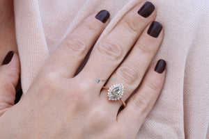 0.9 ct Salt and Pepper alternative engagement ring - 14k 18K Yellow Gold-Anniversary ring,art deco ring,Baguette,Baguette ring,Diamond engagement,engagement ring,Grey diamond,grey diamond ring,Pear,Promise ring,salt and pepper ring,salt and pepper set,salt pepper diamond,Salt pepper ring,vs,vvs,wedding ring