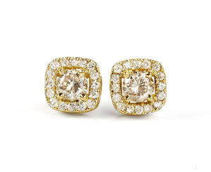 1.5 ct Diamond earrings-Art deco stud earrings-14k yellow gold,anniversary gift,Art deco earrings,diamond earrings,diamond halo,diamond studs,for her,gold earrings,Halo earrings,stud earrings,wedding jewelry,women jewelry,Yellow gold earrings