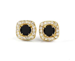 1 ct Diamond earrings- Black diamond earrings