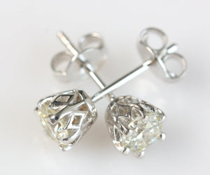 1 carat Diamond Earrings-Yellow Gold Earrings-Round diamond earrings-1 carat diamond,1 ct earrings,14k white gold,Anniversary gift,bridal jewelry,diamond earrings,diamond stud,earrings for women,graduations present,Round,round  cut diamond,stud earrings,wedding earrings,women jewelry