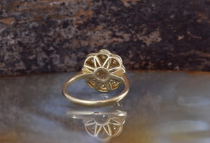 Vintage engagement ring-Art deco ring-Signet rings-Anniversary ring-Engagement Ring-Flower engagement ring-Promise ring-Filigree ring