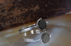 2 black diamond-Black diamond engagement ring 2 carat-Promise ring-2 ct diamond ring-Black diamond solitaire ring-solitaire ring gold