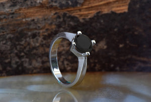 2 black diamond-Black diamond engagement ring 2 carat-Promise ring-2 ct diamond ring-Black diamond solitaire ring-solitaire ring gold