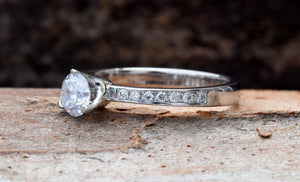 Engagement Ring 1/2 ct-Gold Diamond Ring-Gold Solitaire Ring-Solitaire diamond ring-Promise ring-anniversary ring-Art deco ring-Rose gold