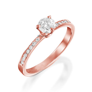 Engagement Ring 1/2 ct-Gold Diamond Ring-Gold Solitaire Ring-Solitaire diamond ring-Promise ring-anniversary ring-Art deco ring-Rose gold