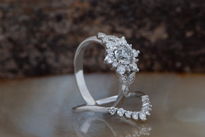Salt and Pepper diamond engagement ring-Salt and pepper diamond ring-Flower engagement ring -Promise ring-Custom Ring-Grey diamond ring