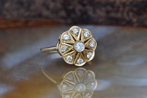 Vintage engagement ring-Art deco ring-Signet rings-Anniversary ring-Engagement Ring-Flower engagement ring-Promise ring-Filigree ring