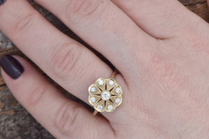 Vintage engagement ring-Art deco ring-Signet rings-Anniversary ring-Engagement Ring-Flower engagement ring-Promise ring-Filigree ring