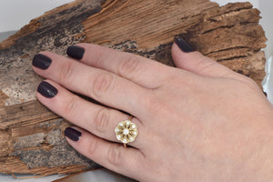 Vintage engagement ring-Art deco ring-Signet rings-Anniversary ring-Engagement Ring-Flower engagement ring-Promise ring-Filigree ring